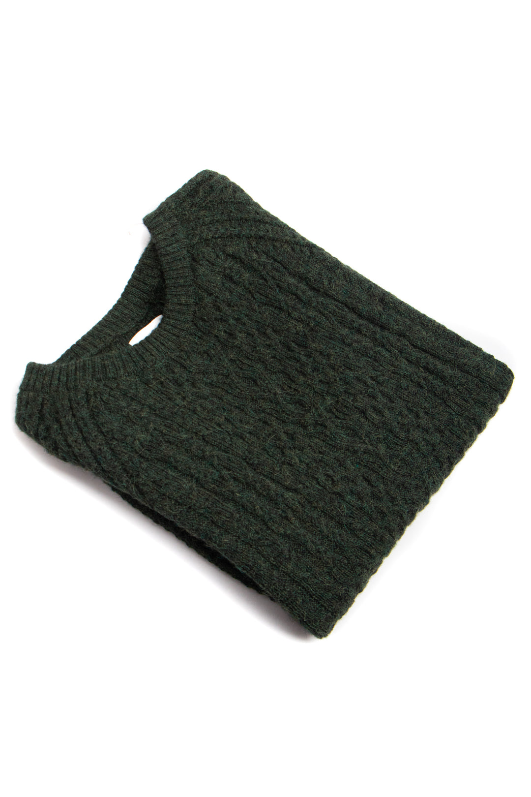 Dark green knitted pouch on a white background #colour_pine
