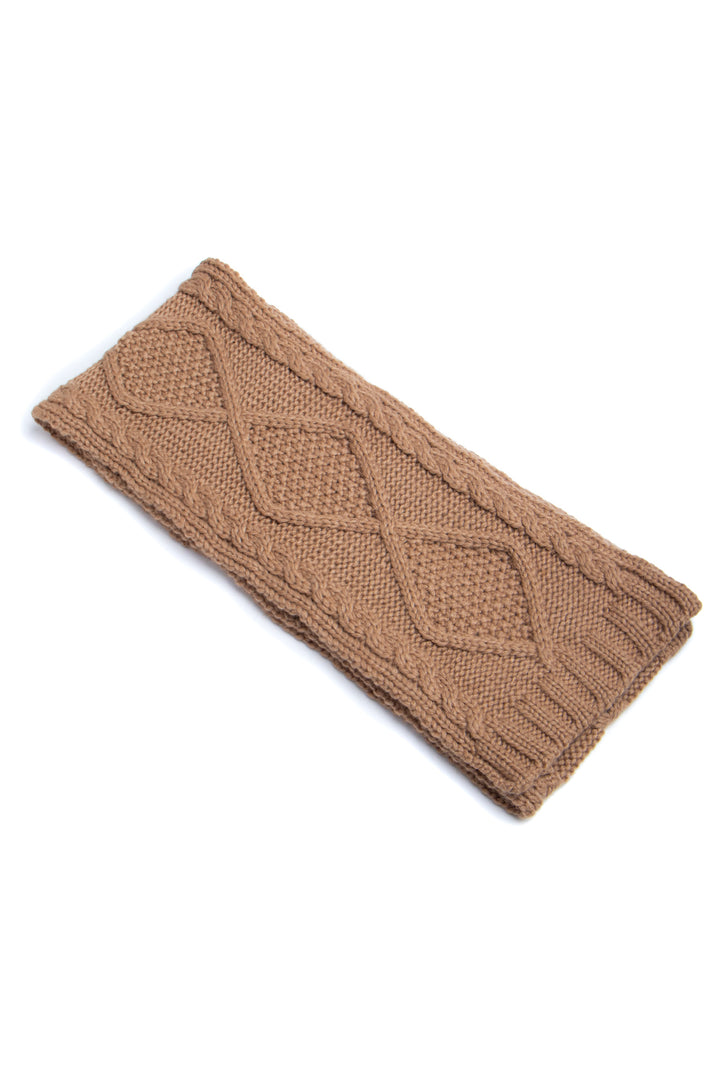 Chunky Camel Aran Cable Scarf
