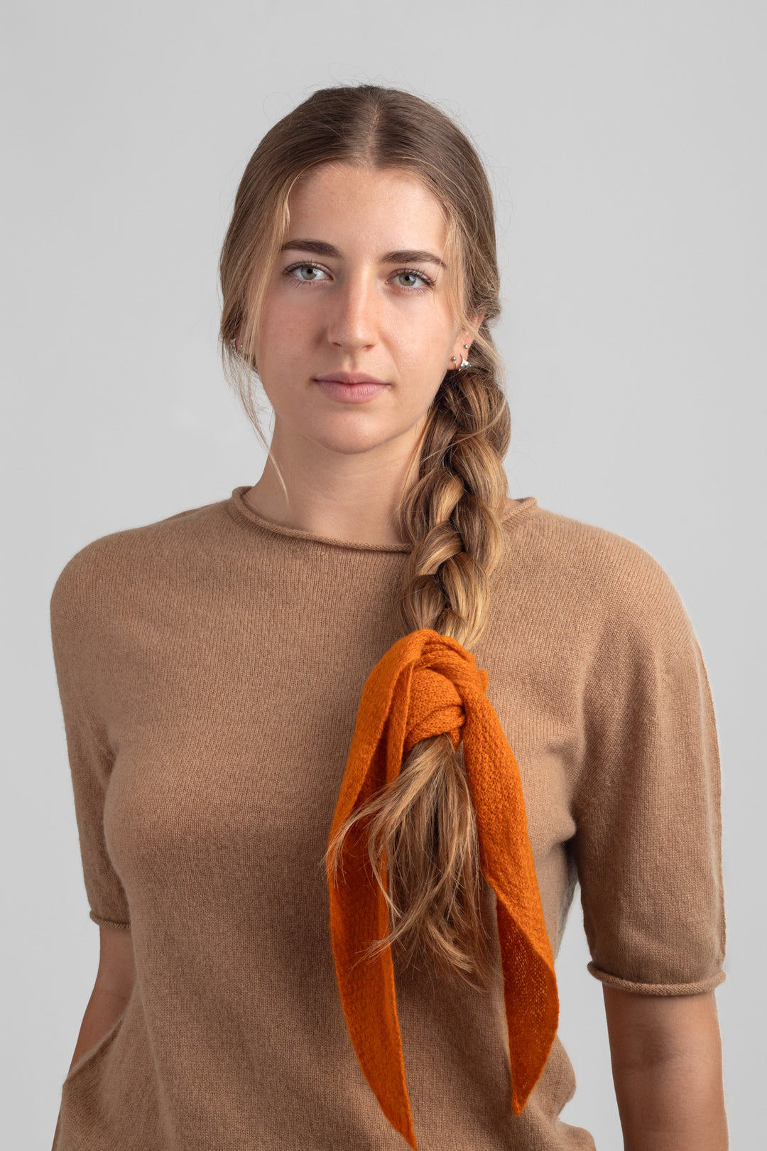 Cashmere triangle scarf #colour_spice-orange