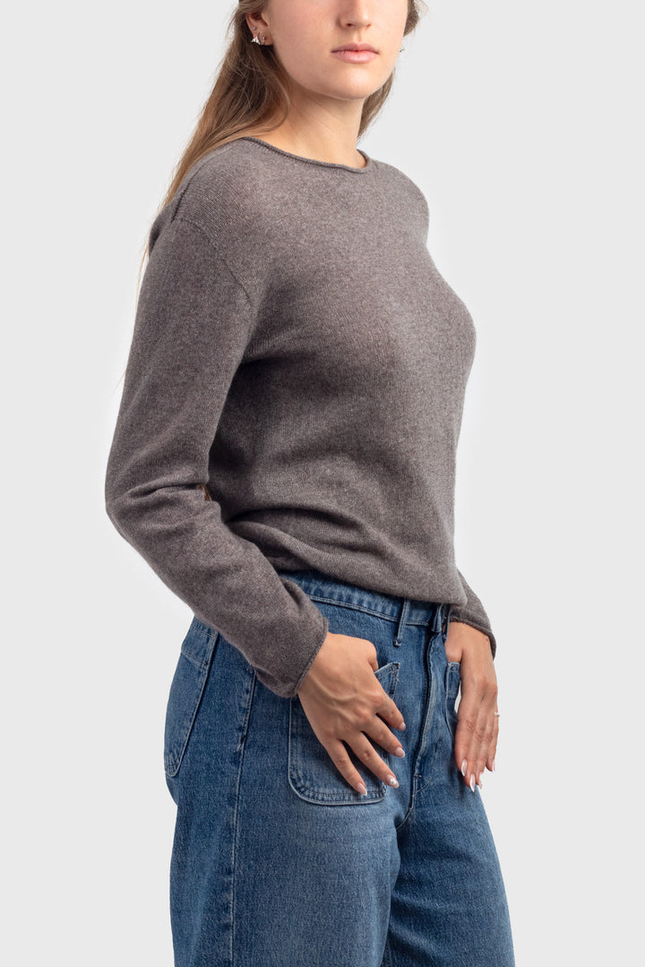long sleeve cashmere t shirt - #colour_elk-grey