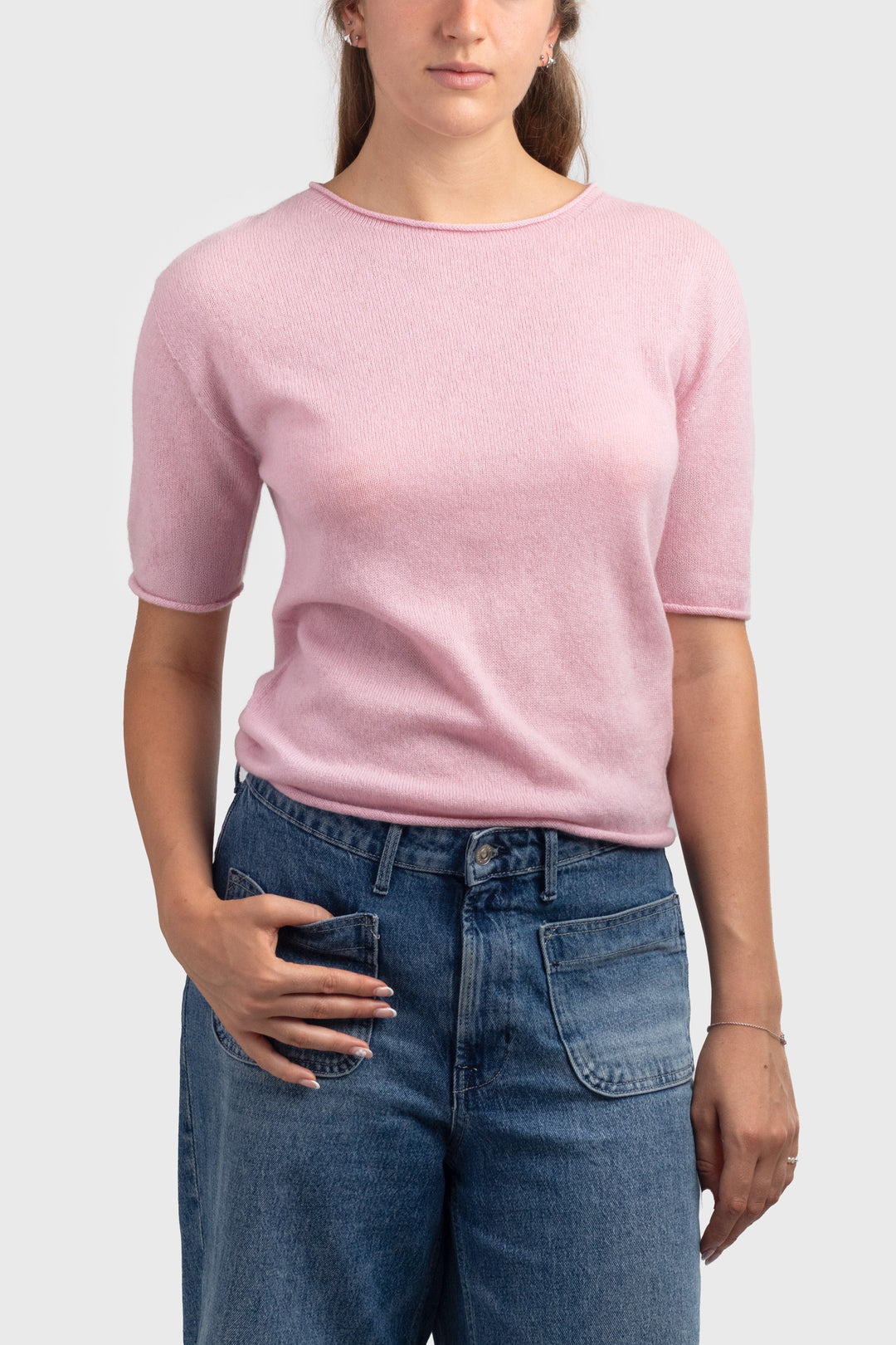 long sleeve cashmere t shirt - #colour_glamour-pink