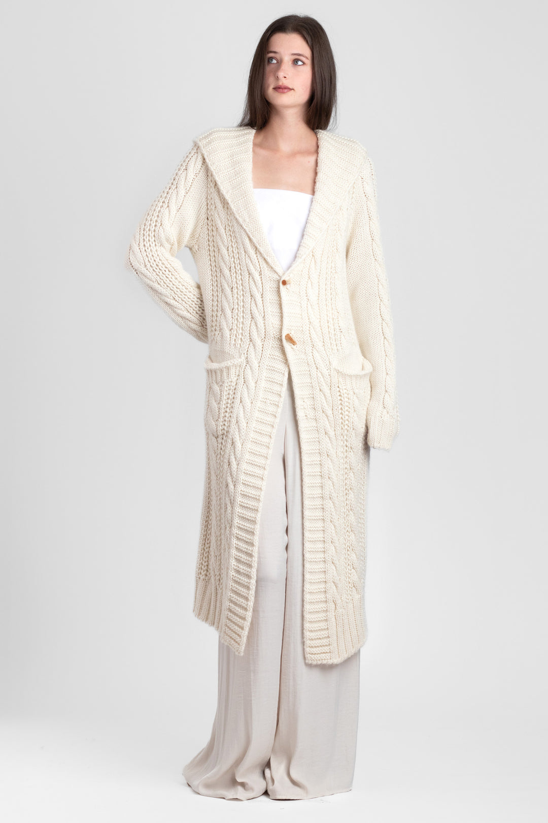 Alpaca Wool Blend Long Cardigan