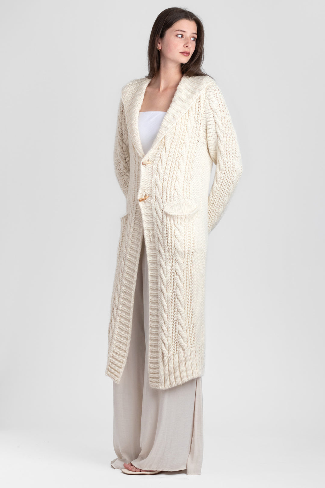 Alpaca Wool Blend Long Cardigan