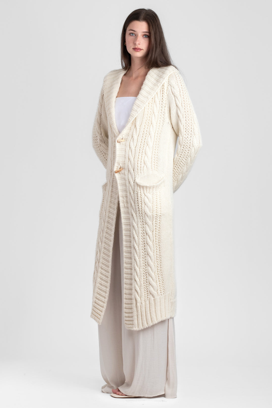 Alpaca Wool Blend Long Cardigan