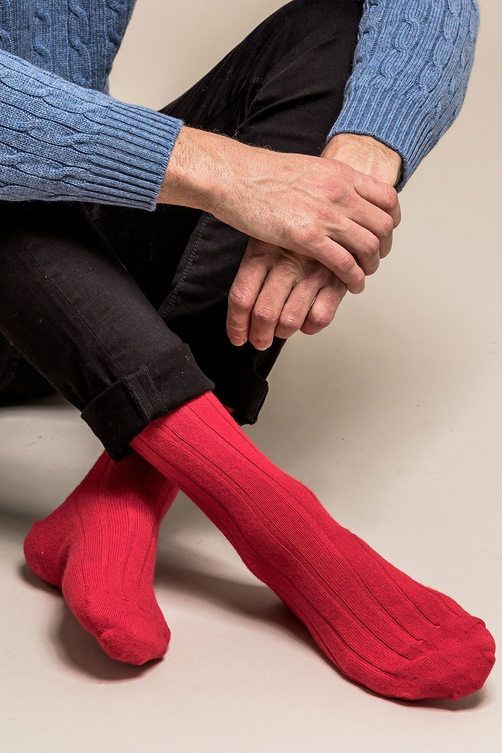 Cashmere Mens Ribbed Socks