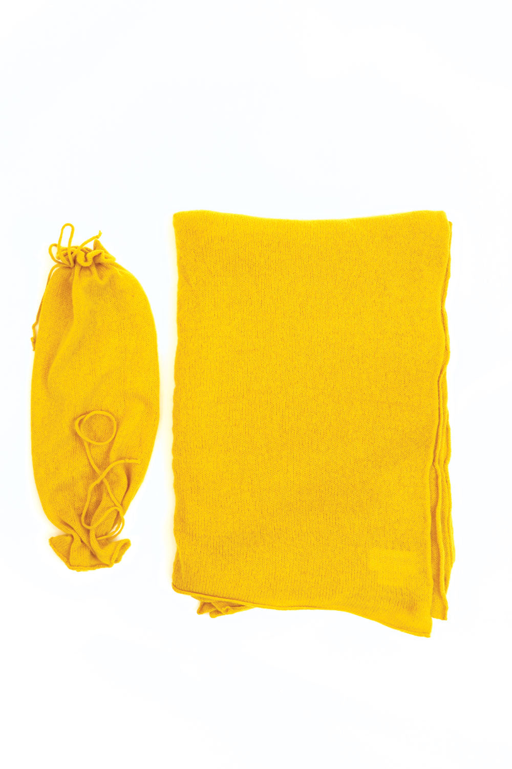 Cashmere Raw Edge Travel Wrap in Turmeric Yellow