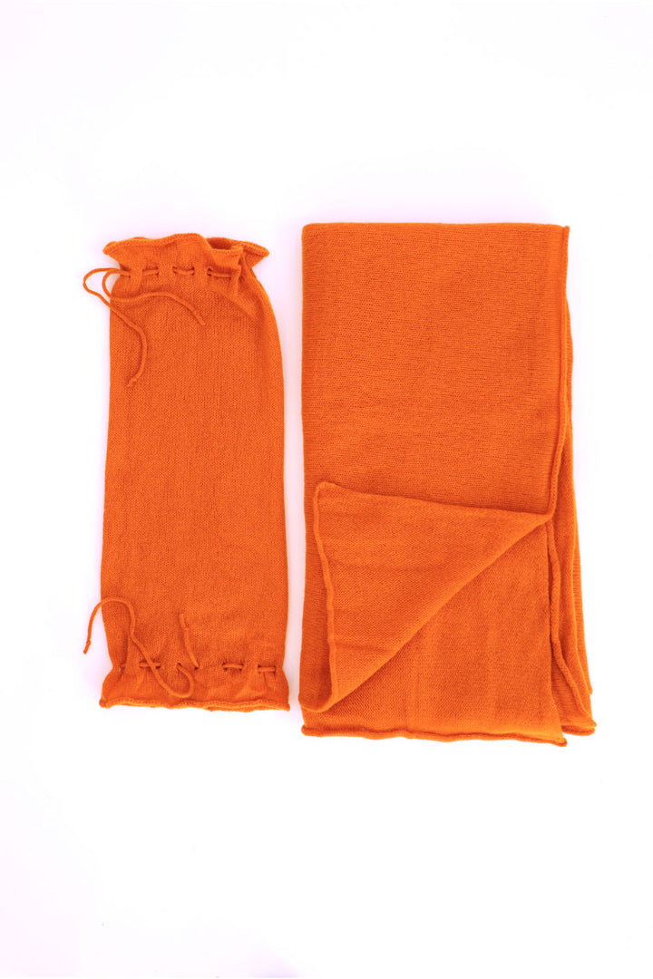 Cashmere Raw Edge Travel Wrap in Spice Orange