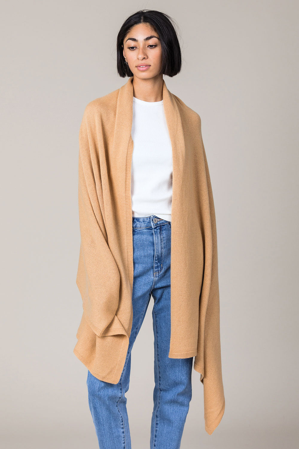 Cashmere Travel Wrap in Camel