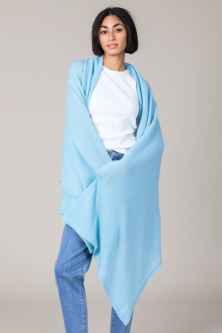 Cashmere Travel Wrap in Paradise Blue