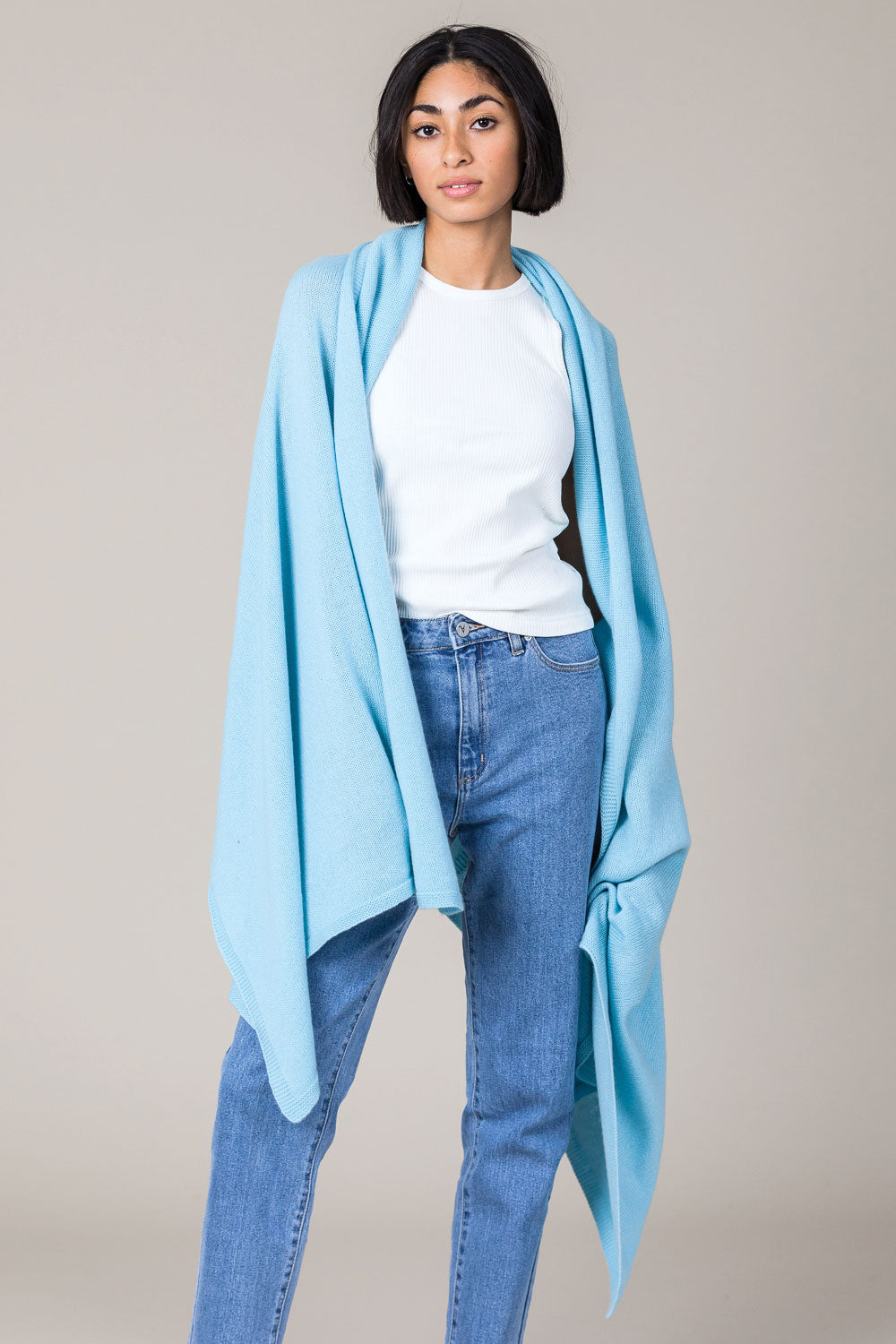 Cashmere Travel Wrap in Paradise Blue