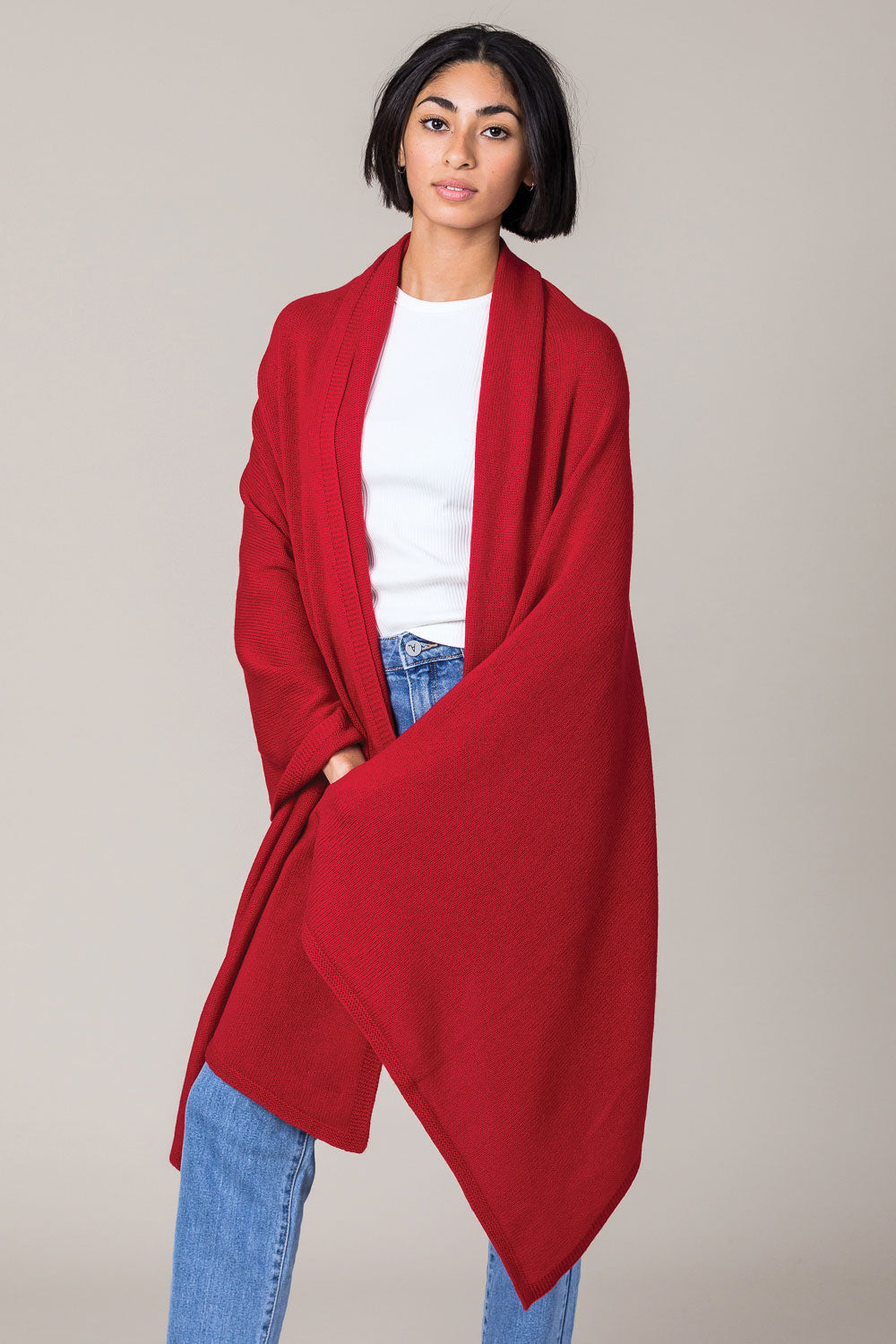 Cashmere Travel Wrap in Ruby Red