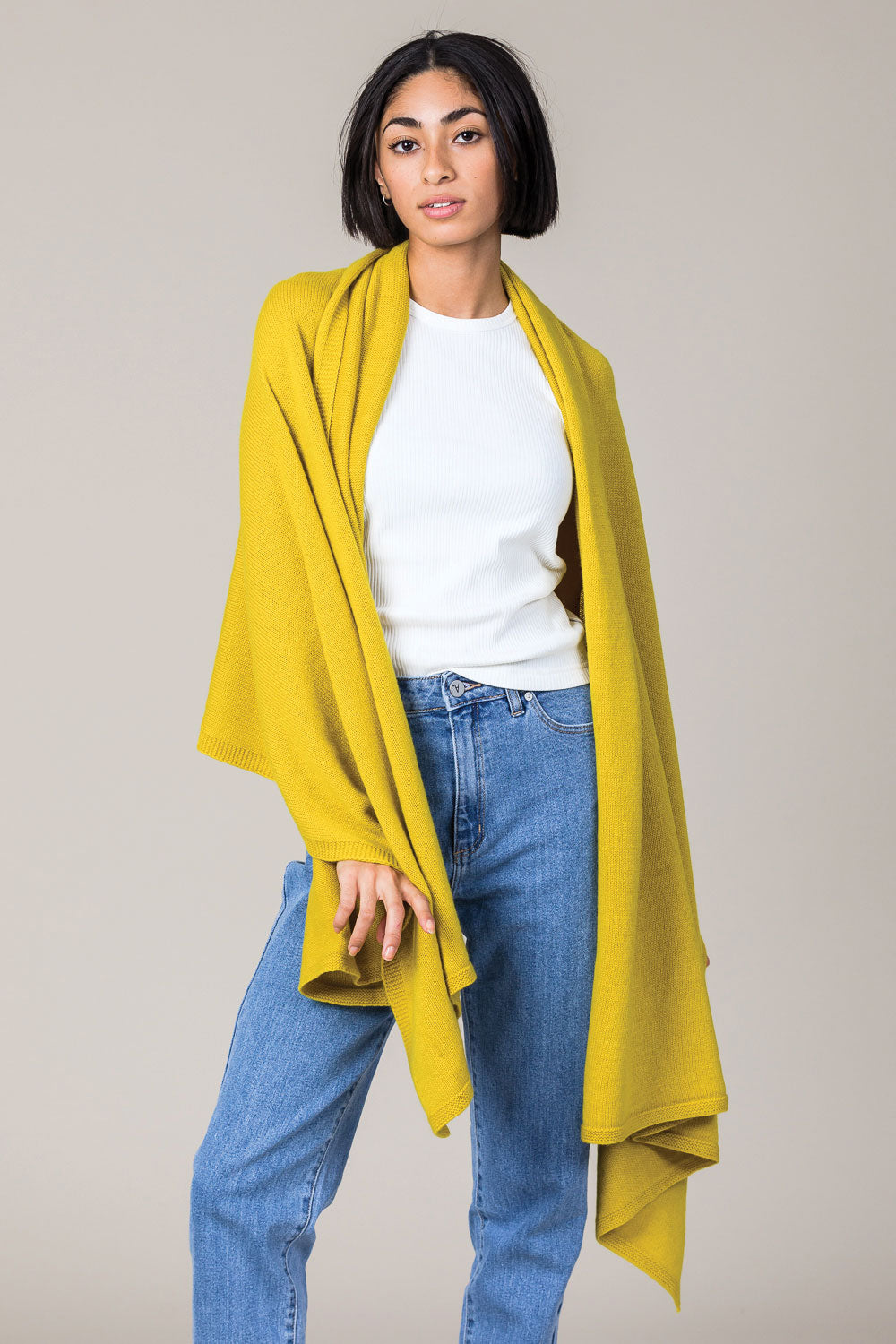 Cashmere Travel Wrap in Turmeric Yellow