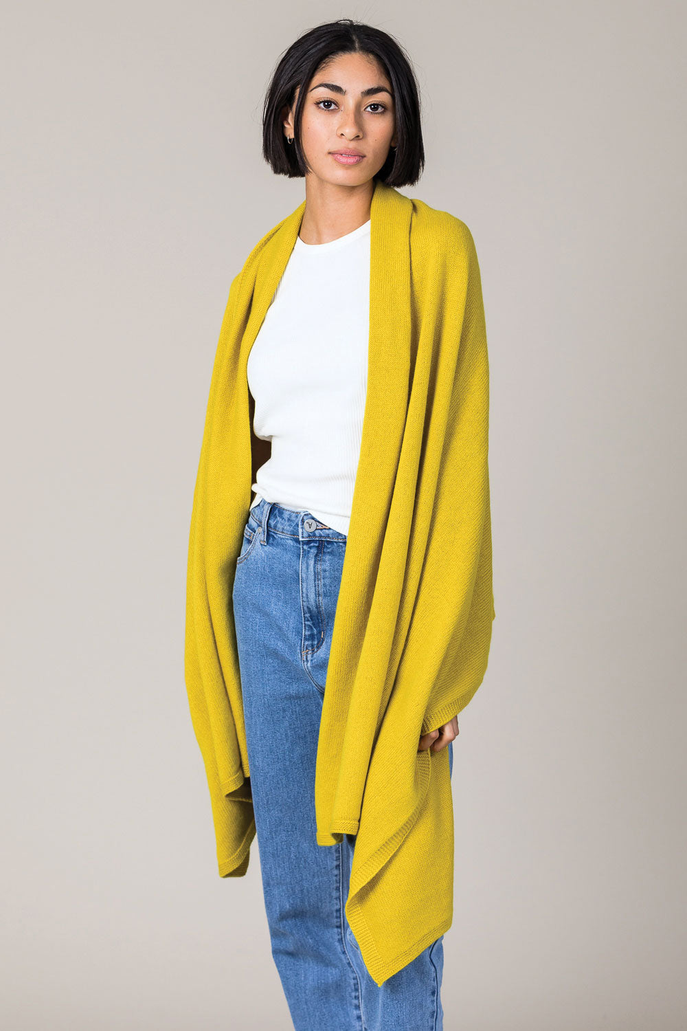 Cashmere Travel Wrap in Turmeric Yellow