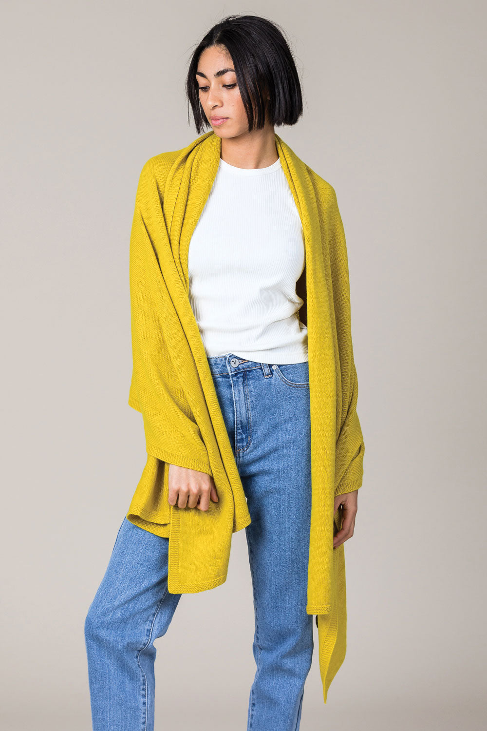 Cashmere Travel Wrap in Turmeric Yellow